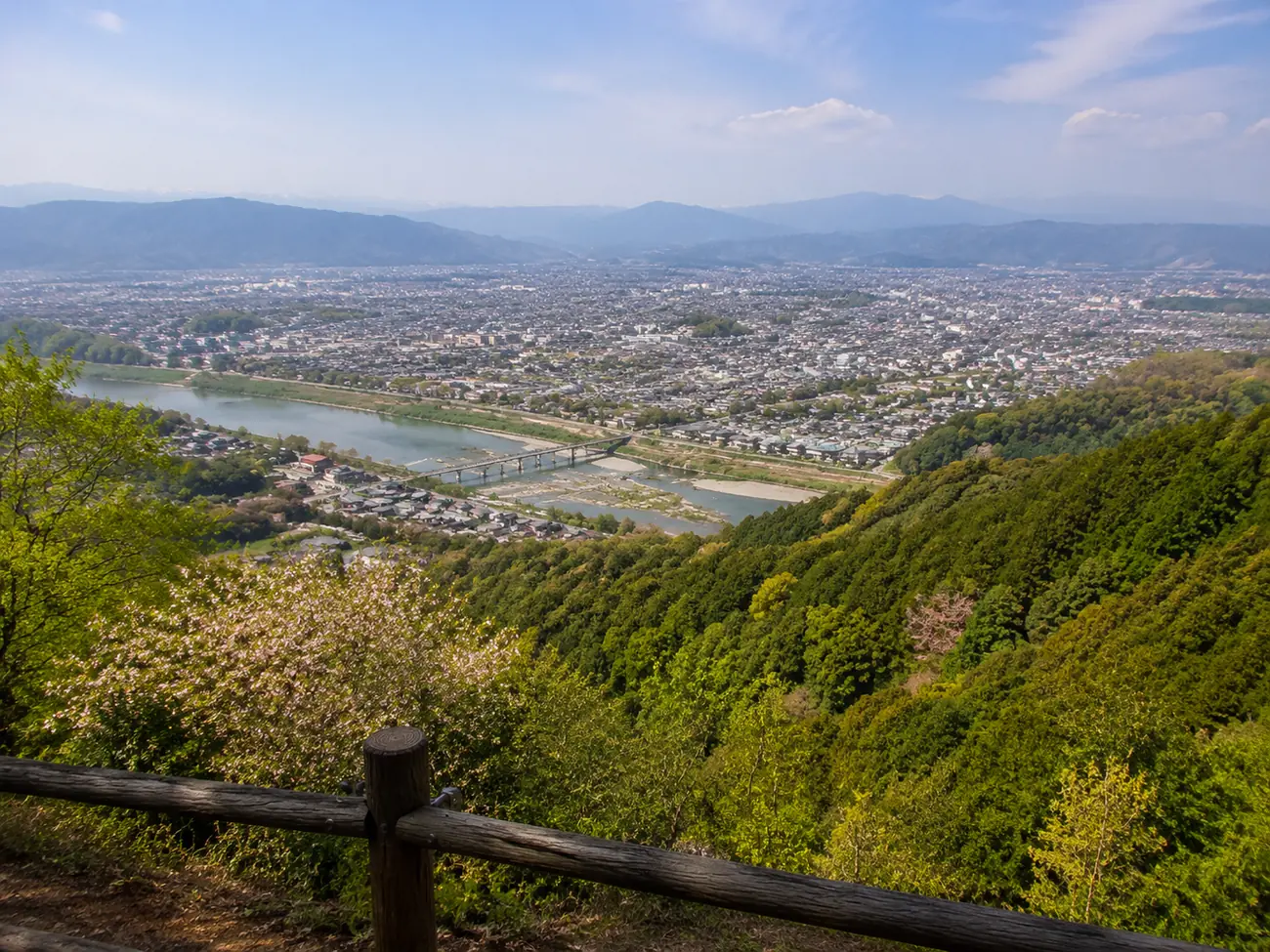 The panoramic view of Kyoto from the monkey park summit